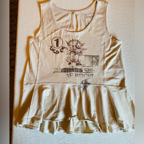 We the Free /Free People Activewear Cream/ Maroon/ Gray Peplum Tank , Size Small - Picture 1 of 9